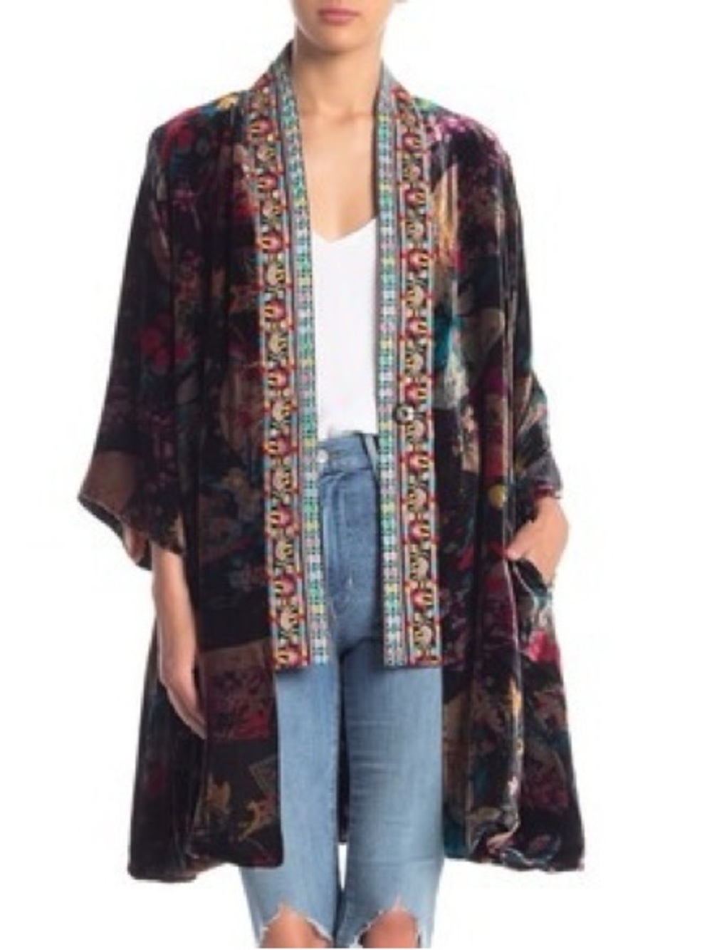 Johnny Was Fusai Velvet  reversible Kimono. size medium.
